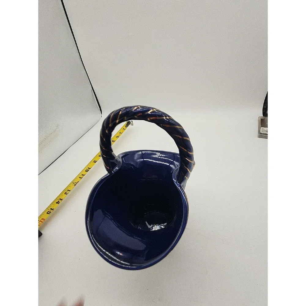 Porcelain Basket w/Handle, Cobalt‎ Blue 9 1/4